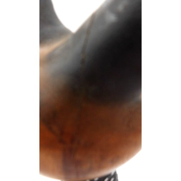 Wooden Cat Statue Hand Carved Embellished Metal Wire Whiskers Unbranded Unsigned - Picture 9 of 10